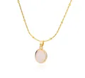 Close-up of gold titanium necklace with oval pink opal pendant and beaded chain detail - Other / Pink Oval Gemstone (Gold Beaded Chain)