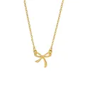 Detailaufnahme einer polierten goldenen Edelstahlkette mit einem Schleifenanhänger - Gold (N06126)
