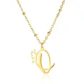 Detailed close-up of golden stainless steel chain with a butterfly and letter Q pendant - Letter O Style