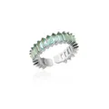 Macro detail of silver open ring featuring baguette-cut light green cubic zirconia stones - Silver/Mint Green (15)