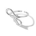 Elegant adjustable bow ring in polished silver finish made of high-quality titanium steel - Linear Bowknot (JZ6062P) / Silver (JZ6062P)