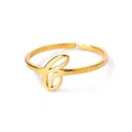 Detailopname van een vergulde verstelbare ring met een elegante cursieve letter B - Letter C