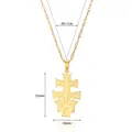 Detailed view of golden Caravaca Cross pendant with measurements 25mm by 18mm and rope chain - Caravaca Cross Style (G1217019)