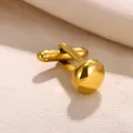 Polished gold cufflink with faux pearl inlay and toggle back for mens formal shirts - Gold Dome Style (C010G)