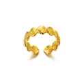 Detail of 18K gold shell ring featuring textured seashell patterns for beach style - Multiple Shell Linked Style (JZ7005G)