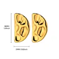 Detalle de tamaño de pendientes pétalo dorados con textura ondulada, 38mm alto x 21mm ancho - Estilo de Pétalo Semicircular (G7295128)