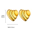Especificaciones de tamaño para pendientes de corazón dorado con textura espiral 3D - Estilo de Textura de Espiral de Corazón (G725134)