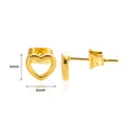 Detailed view of 6mm golden hollow heart stud earrings with a high-polished mirror finish - Hollow Heart (G124323) / Gold