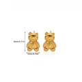 Detailed macro view showing the 18K gold-plated bear stud earrings with matte textures - Little Bear Style (G126264) / Gold