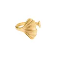 Eleganter goldener Ginkgoblatt-Ring mit gebürsteter Metallstruktur und offenem Design - Gold Ginkgoblatt Offen (JZ3123G-1)