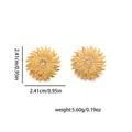 Detailansicht der Maße und des Gewichts von goldenen Sonnenblumen-Ohrsteckern mit Kristallen - Sonnenblume Stil (1083)