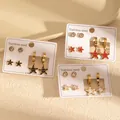 Ensemble de boucles d'oreilles étoile de mer en noir rouge et blanc en acier inoxydable - Couleurs Mixtes