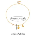 Set collana dorata con stella marina, conchiglia, ciondolo di cristallo e catena a graffetta - Collana a Catena Stella Marina Conchiglia 0522