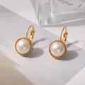 Orecchini vintage francesi con perle bianche e finitura dorata di lusso per donna - Stile Medio