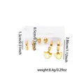 Three-piece gold titanium steel earring set with round beads and butterfly charms - Gold Butterfly Dangle Style (E0751)