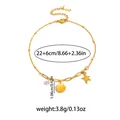 Bracciale dorato con ciondoli a stella marina, conchiglia e cristallo lucente - Bracciale di Perle Artificiali Stella Marina Conchiglia 0195