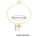 Collana a catena serpente dorata con ciondolo malocchio, perle barocche e misure esatte - Collana Pendentivo Perla Occhio (TYN0512)