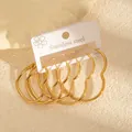 Lot de 3 paires de créoles dorées en forme de cœur en acier inoxydable sur carte - Ensemble de Boucles d'Oreilles Cœur (1130) / Couleur Or (1130)