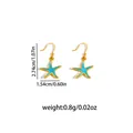 Orecchini a stella marina in smalto azzurro con ganci dorati e specifiche tecniche - Orecchini a Bottone Stella Marina Smalto Blu 1263
