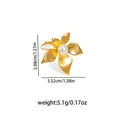 Golden flower earring with matte finish and white faux pearl, 3.52cm diameter size - Flower Pearl Ring (TYR1579)