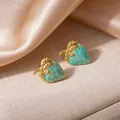 Orecchini a perno fragola blu lago in acciaio inossidabile dorato con smalto lucido - Stile Fragola Blu (1522)