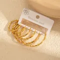 Ensemble de six boucles d'oreilles créoles torsadées en acier inoxydable doré chic - Couleur Or (1122)