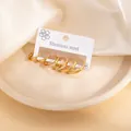 Three pairs of golden stainless steel hoop earrings set with zircon and polished finish - Polished and Pavé Rhinestone Hoop Set (EXRGE1723)