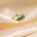 Adjustable gold butterfly ring featuring four marquise-cut green zircon stones - Green Band Style (1671)