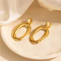 Boucles d'oreilles minimalistes dorées avec nœud et cœur sur de la soie blanche pure - Or Grande Ellipse (1751)