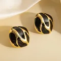 Orecchini a perno vintage quadrati oro e nero con texture fluida tipo lava unica - Oro 18K / Nero