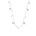 Elegant stainless steel necklace featuring silver floral pendants and white shell charms - Sunflower Pearl Style (0272) - Silver