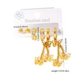 Ensemble de boucles d'oreilles en acier doré avec papillons à glands et créoles - Ensemble Boucles d'Oreilles Papillon Strass 0604