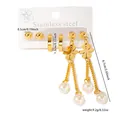 Parure de boucles d'oreilles en acier doré avec puces, créoles et glands perles - Ensemble Clous d'Oreilles Fleur Perle Artificielle 0607