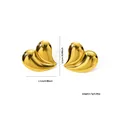 Goldene herzförmige Edelstahlohrringe mit Perlenakzenten, 2,5 cm große Ohrstecker - Glänzendes Herz Stil (0129)