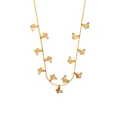 Elegant gold stainless steel choker necklace featuring thirteen delicate hollow butterfly charms - Multi Butterfly Stainless Steel Necklace - Gold