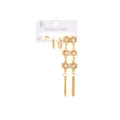 Ensemble de trois paires de boucles d'oreilles en acier doré, perles et fleurs - Ensemble Boucles d'Oreilles Tournesol Perle Artificielle 0876