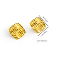 Goldene quadratische strukturierte Ohrstecker mit gewebtem Design, 3cm x 3cm - Quadratischer Knoten Stil (0151)