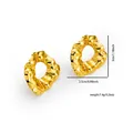 Unregelmäßige hohle Herz-Ohrringe in Gold mit gehämmerter Oberflächenstruktur - Unregelmäßig Hohl Stil (0153)