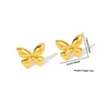 Polierte goldene Schmetterlingsohrringe, 1,8 x 2 cm, mit glänzender Spiegeloberfläche - Schmetterling Stil (0326)