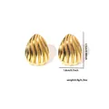 Goldene Tropfenohrringe mit gerippter Textur Höhe 2,5 cm und Breite 1,8 cm für Damen - Texturierte Muschel Stil (0332)