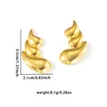 Goldene Wellen-Ohrringe, Größe 3,5x2,1 cm, minimalistische Ohrstecker aus Edelstahl - Gold Wassertropfen Stil (0617)