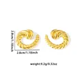 Goldene Spiral-Ohrringe für Damen mit Vintage-Textur und 2,8 cm Durchmesser - Gedrehter Stil (0622)