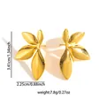 Goldene Ohrstecker in Blattform für Damen, Maße 3,41 cm x 2,25 cm, edles Design - Symmetrischer Blütenblatt Stil (0798)