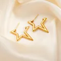 Elegant gold star-shaped hollow stud earrings on soft silk fabric with a polished finish - Five-Point Star Studs 0270