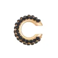 Fashionable golden C-shaped ear cuff featuring sparkling micro-paved black rhinestones - 1.3cm Outer Diameter / Gold Black