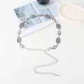 Vintage style metal waist chain in antique silver finish with embossed textured links - Antique Silver Embossed Texture Style