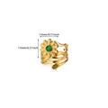 Detailed view of sunflower ring with green stones and 13mm size specification - Sunflower Green Rhinestone Style (G9107075G-1)