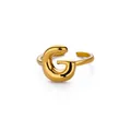 Gepolijste 18K vergulde open ring met letter G bubbelontwerp en verstelbare pasvorm - Letter G
