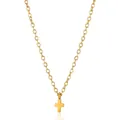 Polished gold cross pendant necklace featuring a classic O-link chain on white background - Gold Rounded Solid Cross (G7176035G-4)