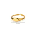 Detailed view of adjustable 18K gold plated signet ring with 20mm diameter size - Oval Signet Style (G5206283) / Gold